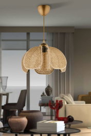 Opviq Lámpara de araña Beige y Oro